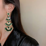 Load image into Gallery viewer, Vintage Green Crystal Earrings
