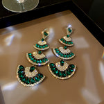 Load image into Gallery viewer, Vintage Green Crystal Earrings
