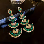Load image into Gallery viewer, Vintage Green Crystal Earrings

