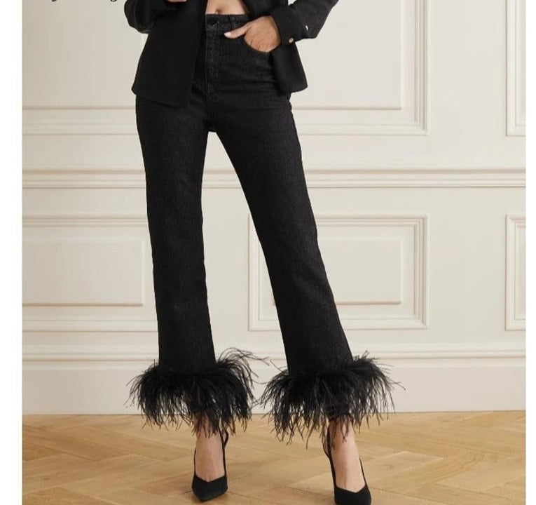 Feathers Cuff Jeans