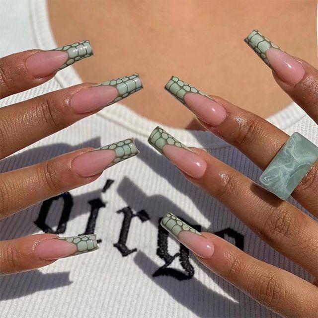 24Pcs Marble Gradient Nails