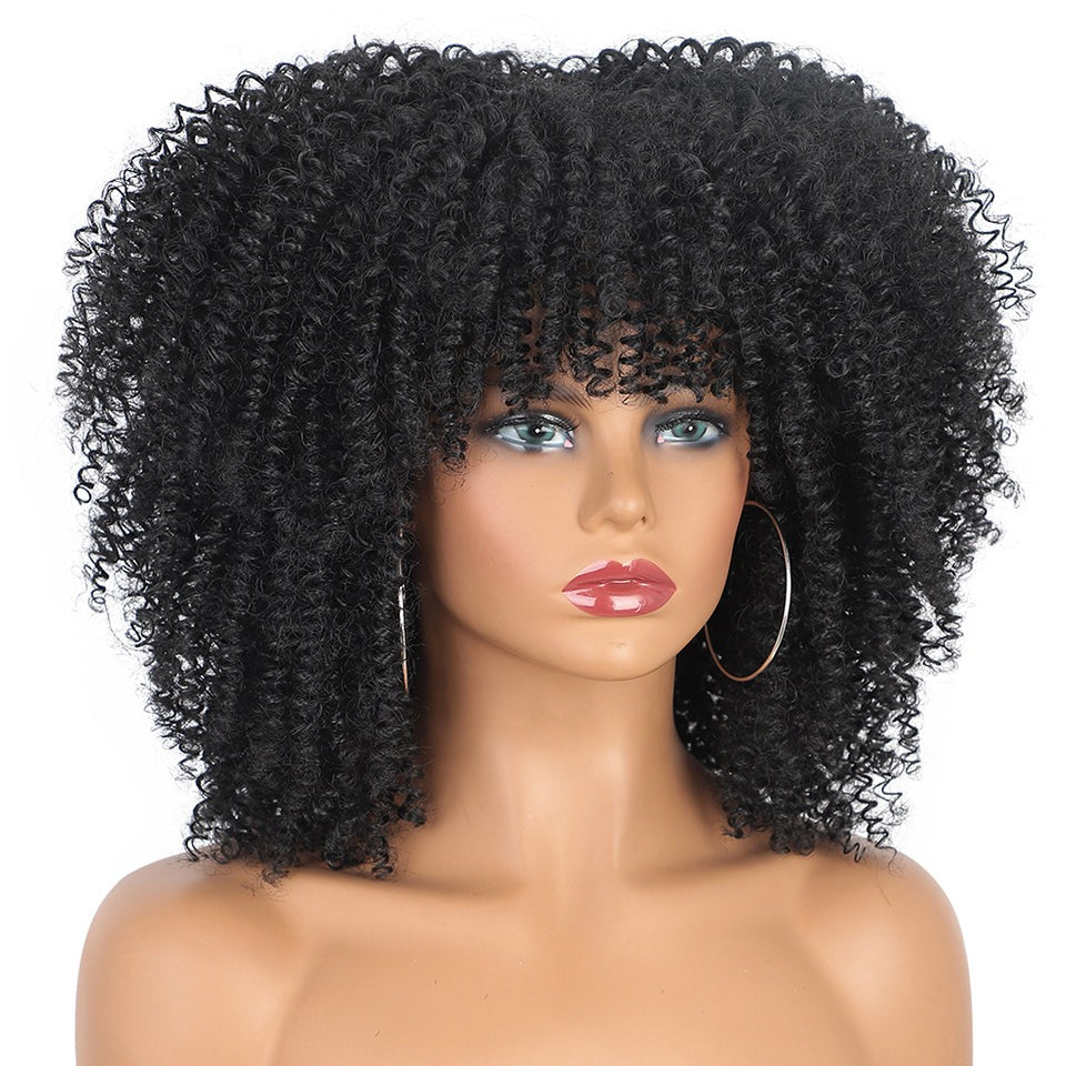 Synthetic Curly Wig With Bangs