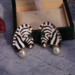 Zebra Head Shape Drop Earrings
